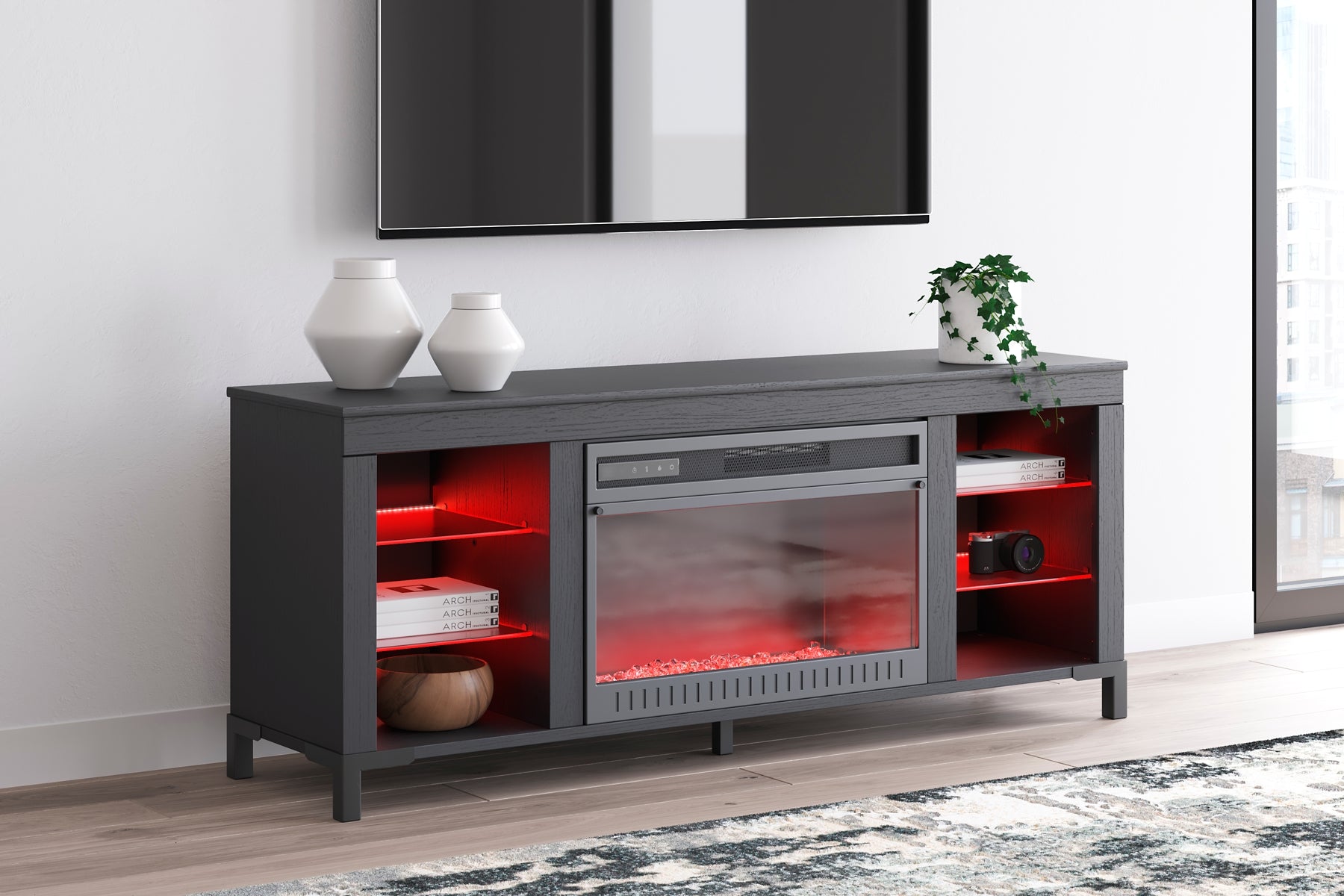 Cayberry TV Stand with Fireplace at Towne & Country Furniture (AL) furniture, home furniture, home decor, sofa, bedding