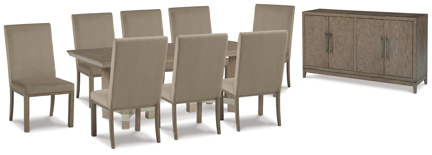 Chrestner Dining Table and 8 Chairs with Storage at Towne & Country Furniture (AL) furniture, home furniture, home decor, sofa, bedding