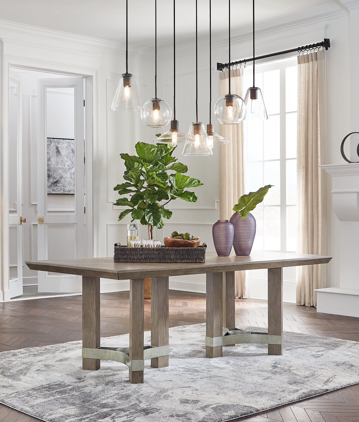 Chrestner Dining Table and 8 Chairs with Storage at Towne & Country Furniture (AL) furniture, home furniture, home decor, sofa, bedding