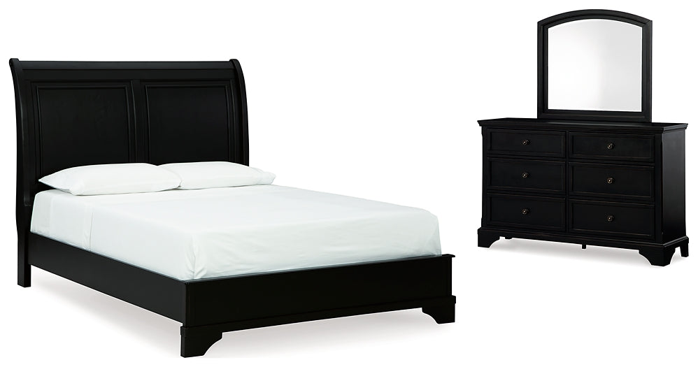 Chylanta Queen Sleigh Bed with Mirrored Dresser at Towne & Country Furniture (AL) furniture, home furniture, home decor, sofa, bedding