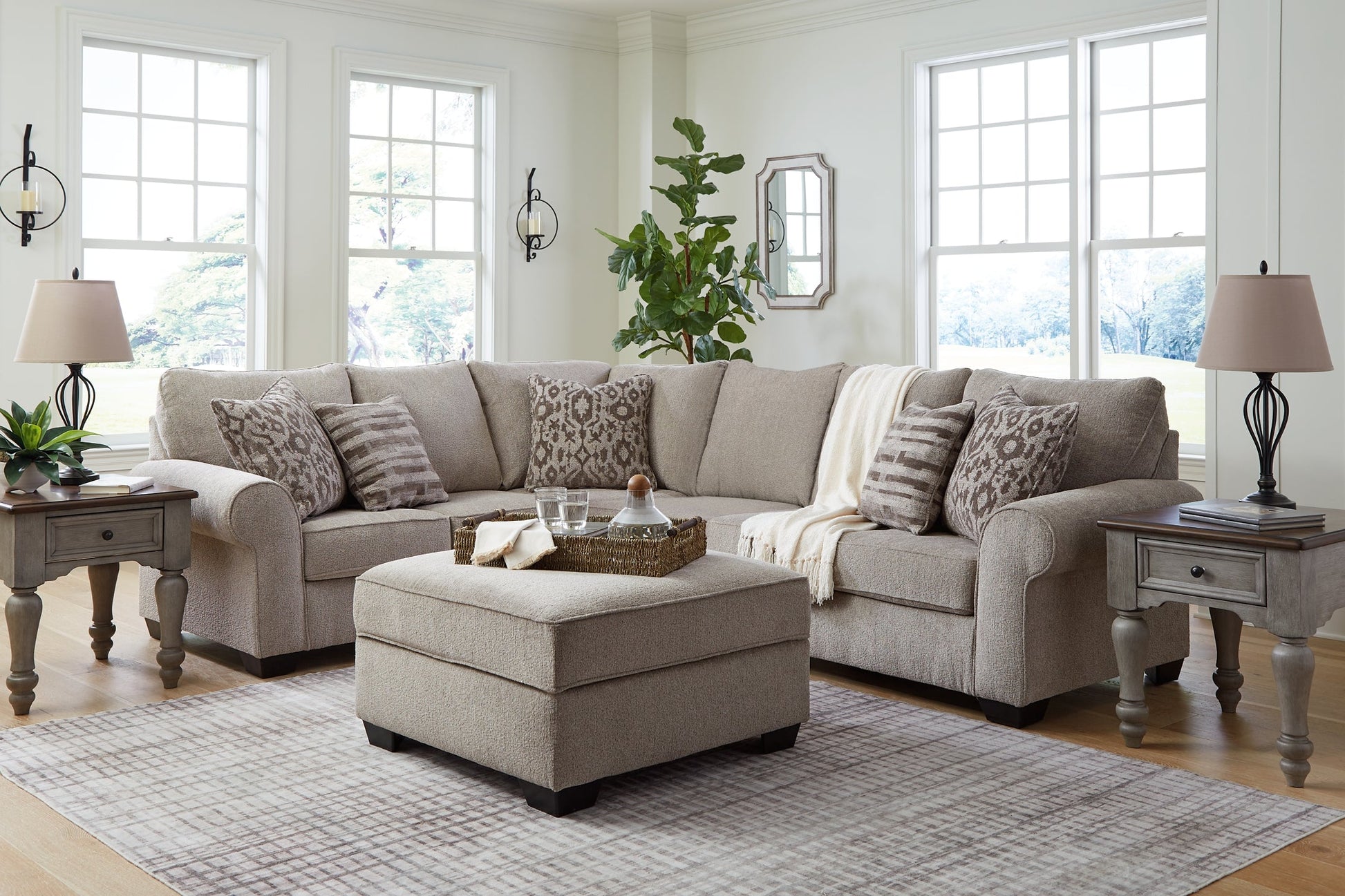 Claireah 3-Piece Sectional with Ottoman at Towne & Country Furniture (AL) furniture, home furniture, home decor, sofa, bedding
