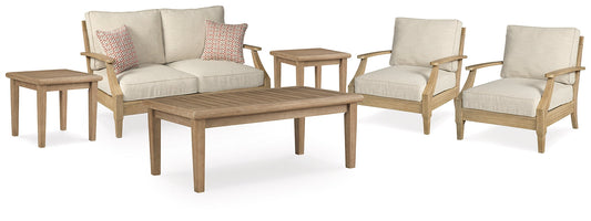 Clare View Outdoor Loveseat and 2 Lounge Chairs with Coffee Table and 2 End Tables at Towne & Country Furniture (AL) furniture, home furniture, home decor, sofa, bedding