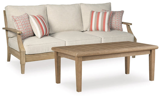 Clare View Outdoor Sofa with Coffee Table at Towne & Country Furniture (AL) furniture, home furniture, home decor, sofa, bedding