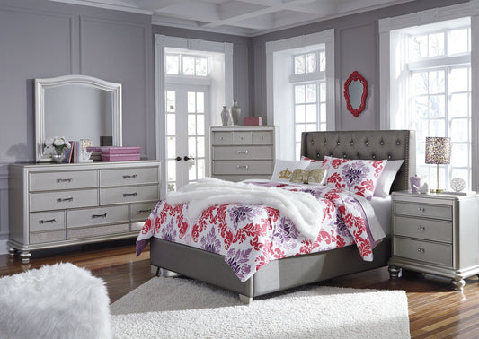 Coralayne Full Upholstered Bed with Mirrored Dresser, Chest and 2 Nightstands at Towne & Country Furniture (AL) furniture, home furniture, home decor, sofa, bedding