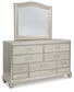 Coralayne Full Upholstered Bed with Mirrored Dresser and Chest at Towne & Country Furniture (AL) furniture, home furniture, home decor, sofa, bedding