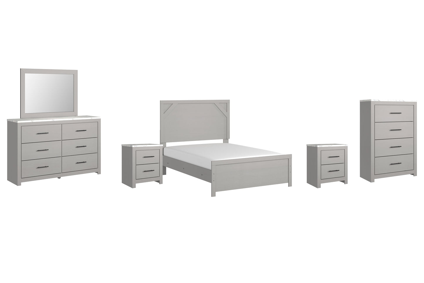 Cottonburg Full Panel Bed with Mirrored Dresser, Chest and 2 Nightstands at Towne & Country Furniture (AL) furniture, home furniture, home decor, sofa, bedding