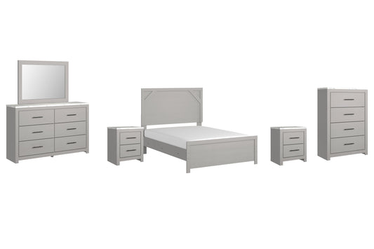 Cottonburg Full Panel Bed with Mirrored Dresser, Chest and 2 Nightstands at Towne & Country Furniture (AL) furniture, home furniture, home decor, sofa, bedding
