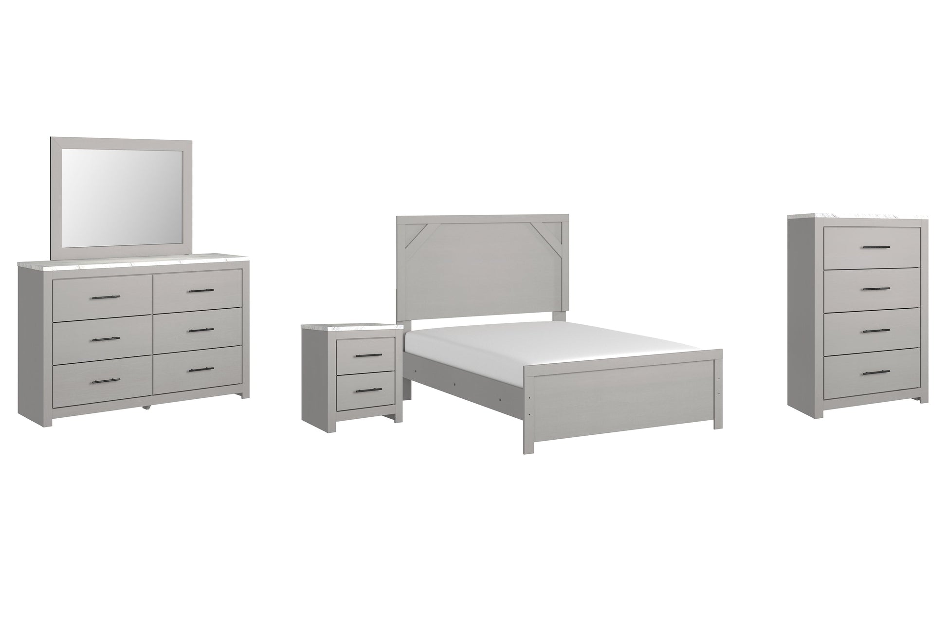 Cottonburg Full Panel Bed with Mirrored Dresser, Chest and Nightstand at Towne & Country Furniture (AL) furniture, home furniture, home decor, sofa, bedding