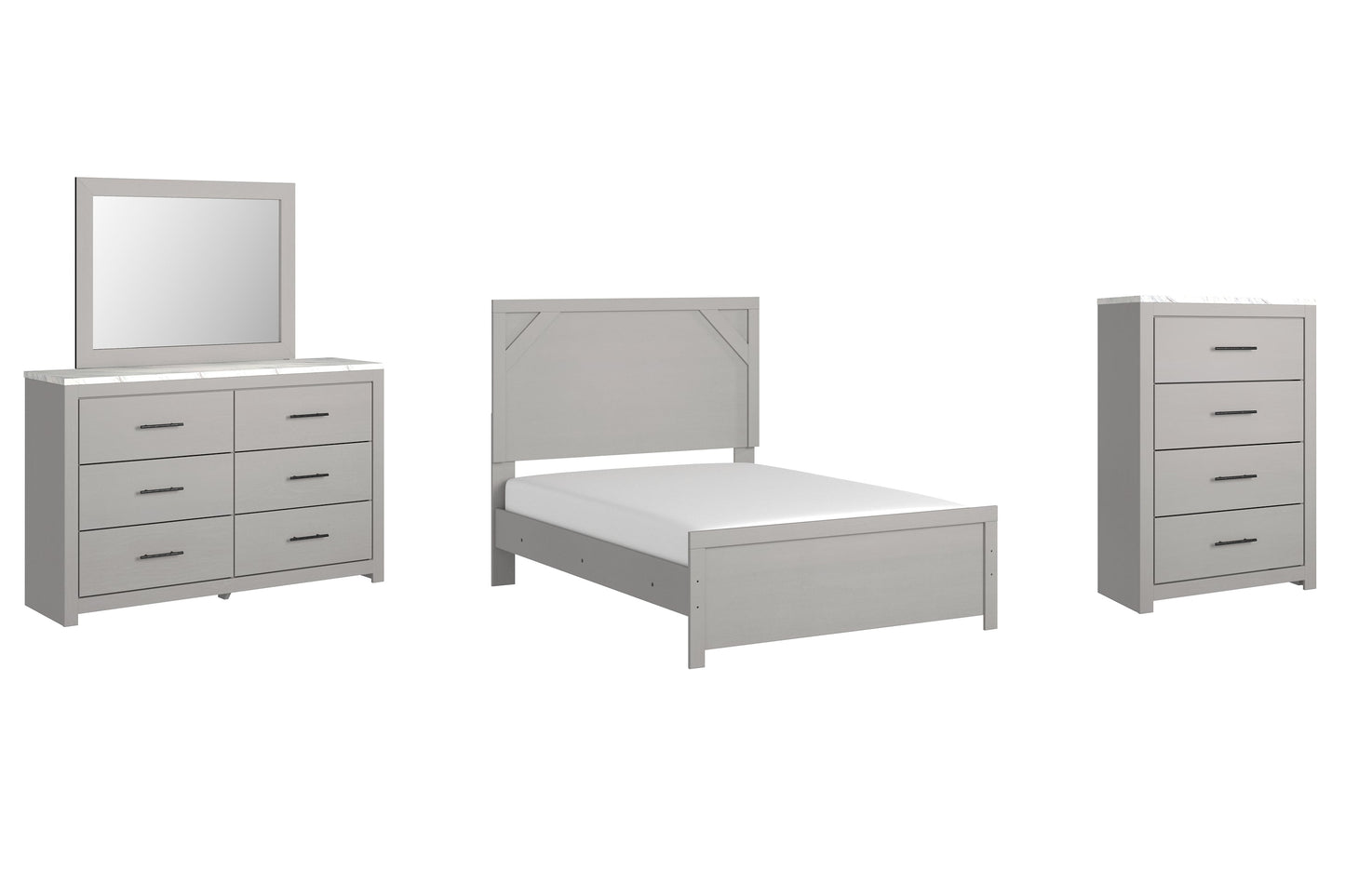 Cottonburg Full Panel Bed with Mirrored Dresser and Chest at Towne & Country Furniture (AL) furniture, home furniture, home decor, sofa, bedding