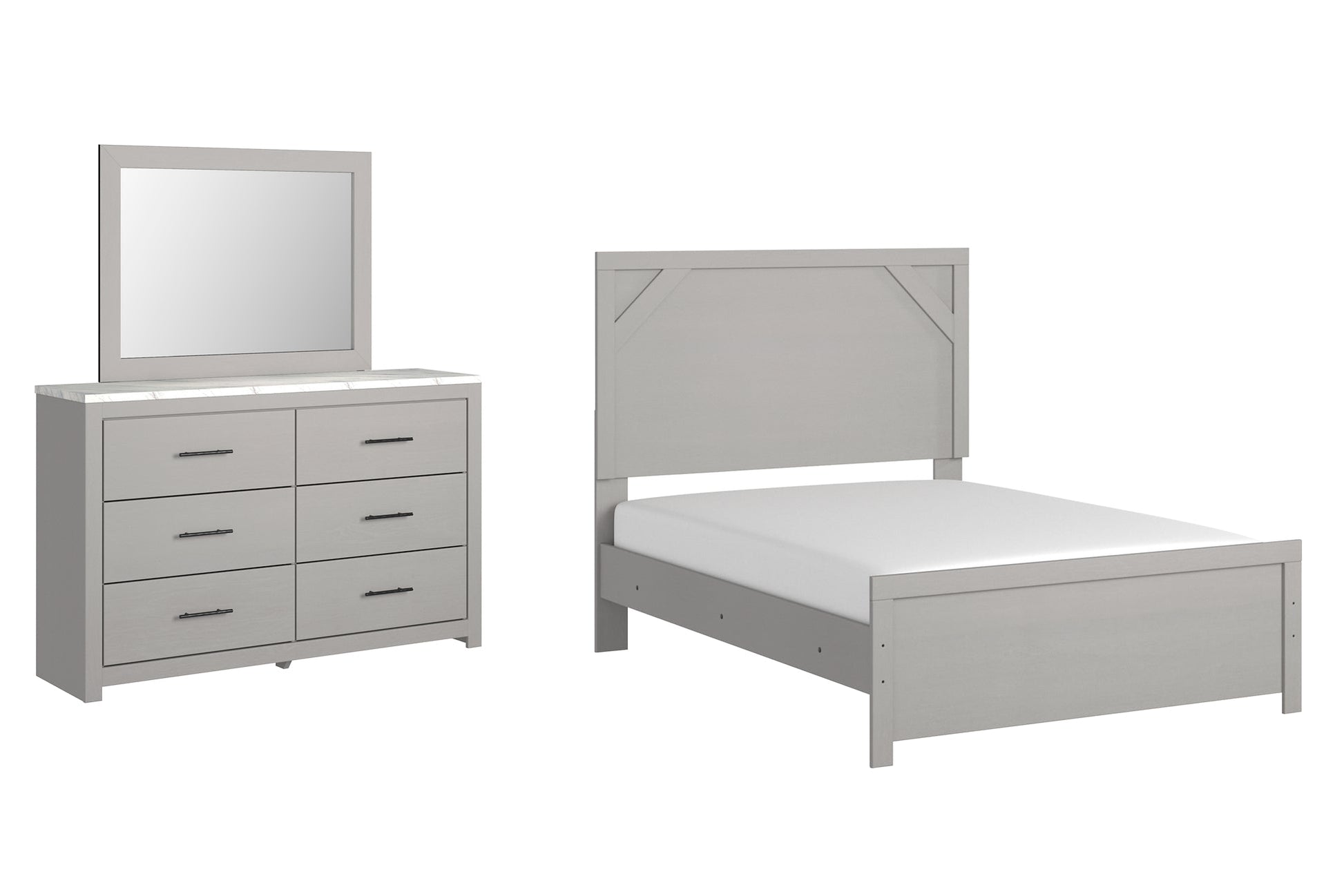 Cottonburg Full Panel Bed with Mirrored Dresser at Towne & Country Furniture (AL) furniture, home furniture, home decor, sofa, bedding