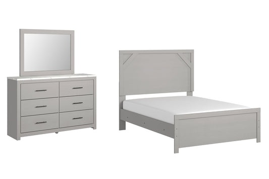 Cottonburg Full Panel Bed with Mirrored Dresser at Towne & Country Furniture (AL) furniture, home furniture, home decor, sofa, bedding