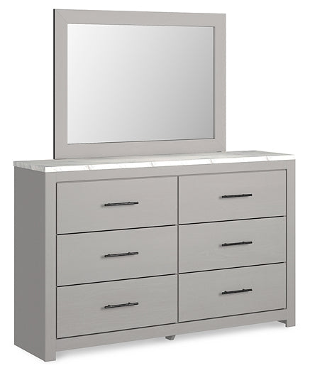 Cottonburg King Panel Bed with Mirrored Dresser at Towne & Country Furniture (AL) furniture, home furniture, home decor, sofa, bedding