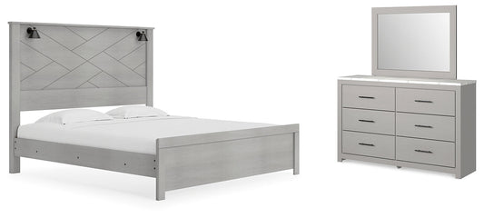Cottonburg King Panel Bed with Mirrored Dresser at Towne & Country Furniture (AL) furniture, home furniture, home decor, sofa, bedding