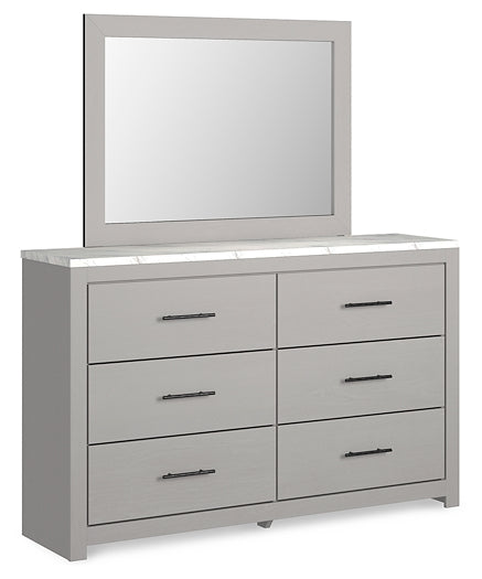 Cottonburg Queen Panel Bed with Mirrored Dresser at Towne & Country Furniture (AL) furniture, home furniture, home decor, sofa, bedding