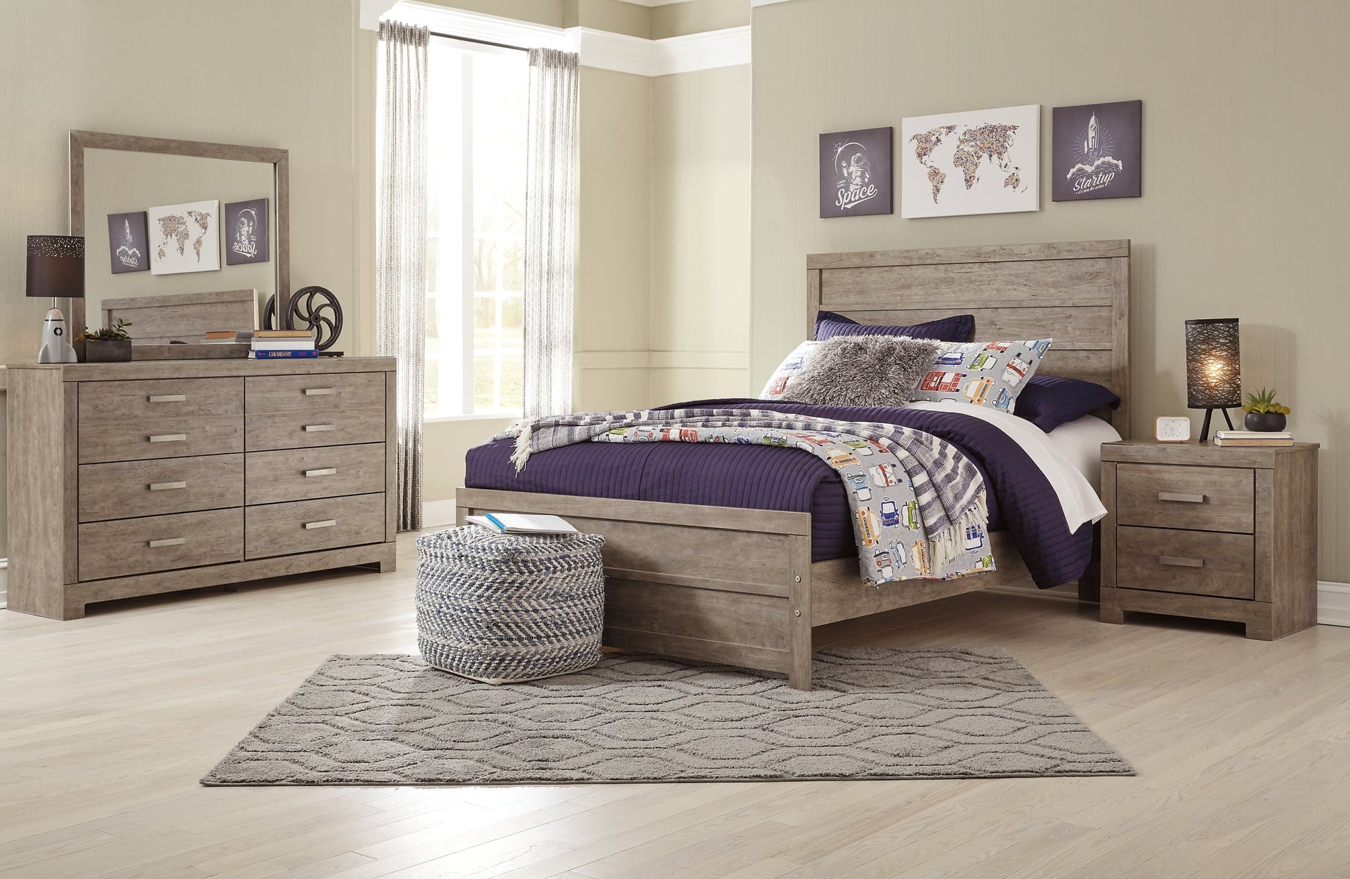 Culverbach Full Panel Bed with Mirrored Dresser and 2 Nightstands at Towne & Country Furniture (AL) furniture, home furniture, home decor, sofa, bedding