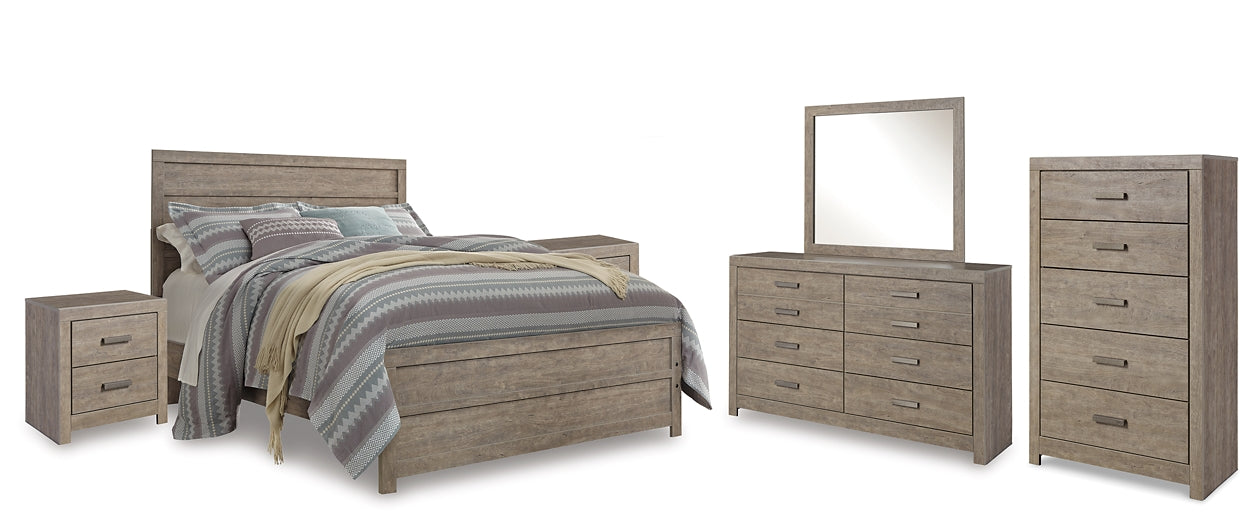 Culverbach Queen Panel Bed with Mirrored Dresser, Chest and 2 Nightstands at Towne & Country Furniture (AL) furniture, home furniture, home decor, sofa, bedding
