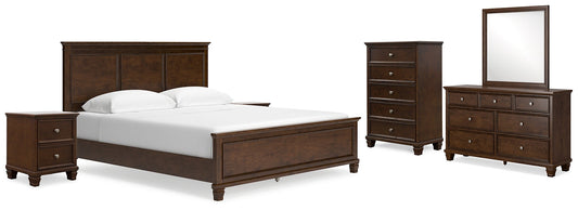 Danabrin California King Panel Bed with Mirrored Dresser, Chest and 2 Nightstands at Towne & Country Furniture (AL) furniture, home furniture, home decor, sofa, bedding