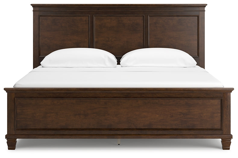 Danabrin California King Panel Bed with Mirrored Dresser and 2 Nightstands at Towne & Country Furniture (AL) furniture, home furniture, home decor, sofa, bedding