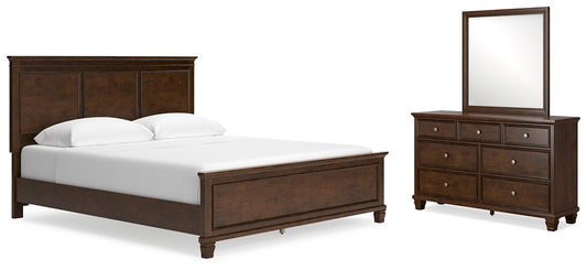 Danabrin California King Panel Bed with Mirrored Dresser at Towne & Country Furniture (AL) furniture, home furniture, home decor, sofa, bedding