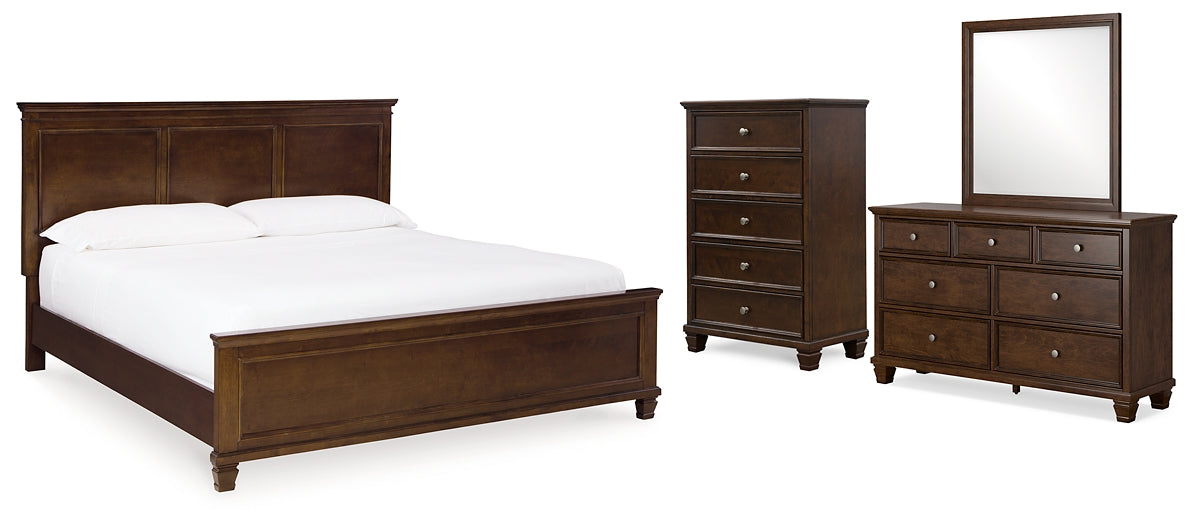 Danabrin King Panel Bed with Mirrored Dresser and Chest at Towne & Country Furniture (AL) furniture, home furniture, home decor, sofa, bedding
