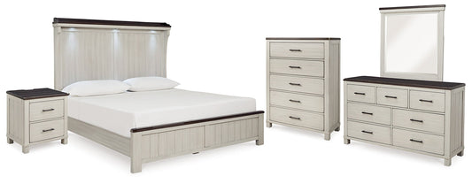 Darborn California King Panel Bed with Mirrored Dresser, Chest and Nightstand at Towne & Country Furniture (AL) furniture, home furniture, home decor, sofa, bedding