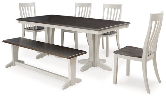 Darborn Dining Table and 4 Chairs and Bench at Towne & Country Furniture (AL) furniture, home furniture, home decor, sofa, bedding