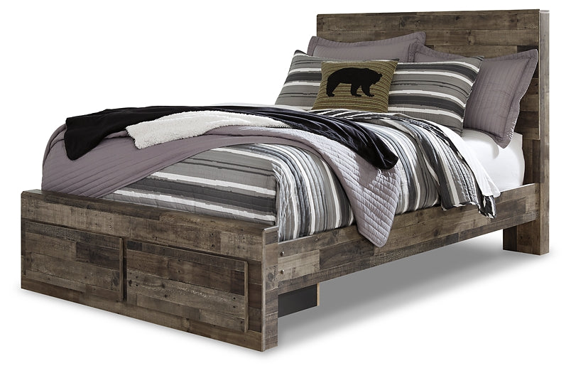 Derekson Full Panel Bed with 2 Storage Drawers with Mirrored Dresser, Chest and 2 Nightstands at Towne & Country Furniture (AL) furniture, home furniture, home decor, sofa, bedding