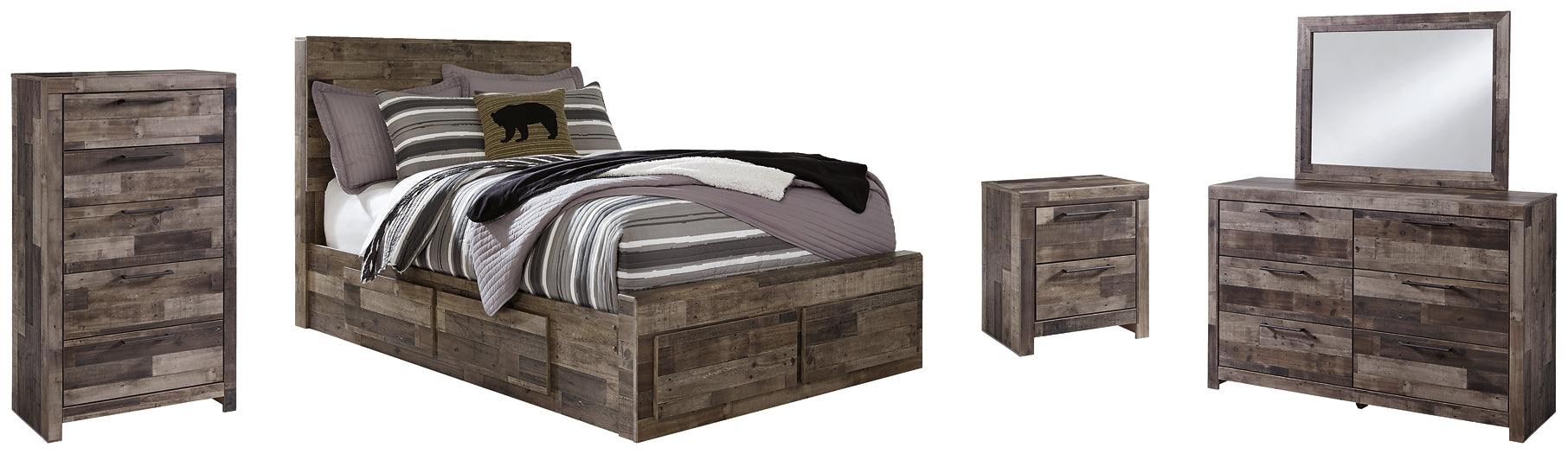 Derekson Full Panel Bed with 6 Storage Drawers with Mirrored Dresser, Chest and Nightstand at Towne & Country Furniture (AL) furniture, home furniture, home decor, sofa, bedding