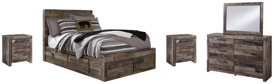 Derekson Full Panel Bed with 6 Storage Drawers with Mirrored Dresser and 2 Nightstands at Towne & Country Furniture (AL) furniture, home furniture, home decor, sofa, bedding