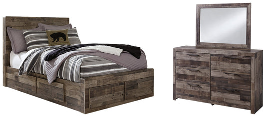 Derekson Full Panel Bed with 6 Storage Drawers with Mirrored Dresser at Towne & Country Furniture (AL) furniture, home furniture, home decor, sofa, bedding
