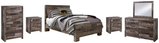 Derekson Full Panel Bed with Mirrored Dresser, Chest and 2 Nightstands at Towne & Country Furniture (AL) furniture, home furniture, home decor, sofa, bedding