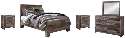 Derekson Full Panel Bed with Mirrored Dresser and 2 Nightstands at Towne & Country Furniture (AL) furniture, home furniture, home decor, sofa, bedding