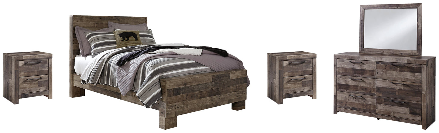 Derekson Full Panel Bed with Mirrored Dresser and 2 Nightstands at Towne & Country Furniture (AL) furniture, home furniture, home decor, sofa, bedding