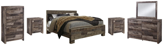 Derekson King Panel Bed with Mirrored Dresser, Chest and 2 Nightstands at Towne & Country Furniture (AL) furniture, home furniture, home decor, sofa, bedding