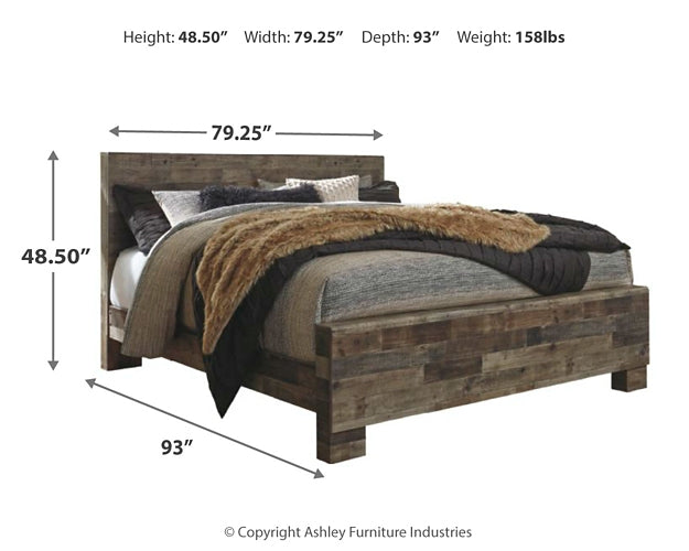 Derekson King Panel Bed with Mirrored Dresser, Chest and Nightstand at Towne & Country Furniture (AL) furniture, home furniture, home decor, sofa, bedding