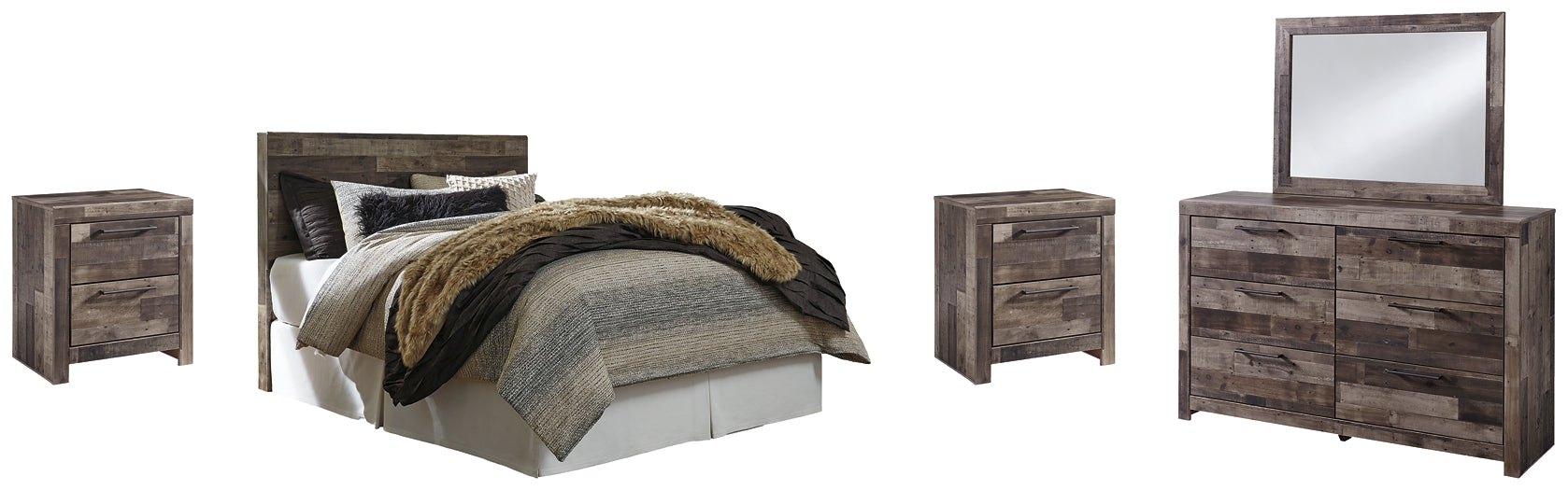 Derekson Queen/Full Panel Headboard with Mirrored Dresser and 2 Nightstands at Towne & Country Furniture (AL) furniture, home furniture, home decor, sofa, bedding
