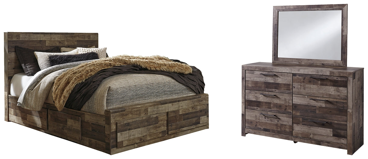 Derekson Queen Panel Bed with 4 Storage Drawers with Mirrored Dresser at Towne & Country Furniture (AL) furniture, home furniture, home decor, sofa, bedding