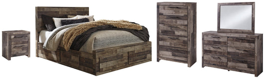 Derekson Queen Panel Bed with 6 Storage Drawers with Mirrored Dresser, Chest and Nightstand at Towne & Country Furniture (AL) furniture, home furniture, home decor, sofa, bedding