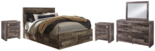 Derekson Queen Panel Bed with 6 Storage Drawers with Mirrored Dresser and 2 Nightstands at Towne & Country Furniture (AL) furniture, home furniture, home decor, sofa, bedding