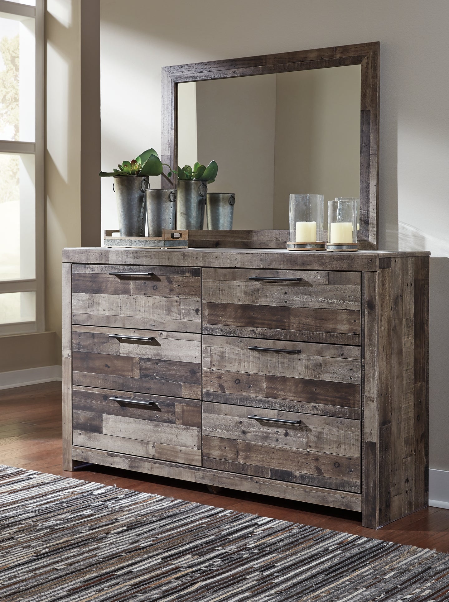 Derekson Queen Panel Bed with 6 Storage Drawers with Mirrored Dresser and Chest at Towne & Country Furniture (AL) furniture, home furniture, home decor, sofa, bedding