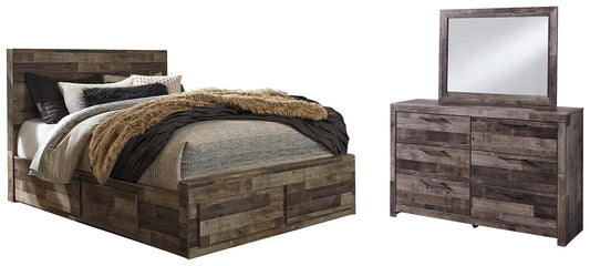 Derekson Queen Panel Bed with 6 Storage Drawers with Mirrored Dresser at Towne & Country Furniture (AL) furniture, home furniture, home decor, sofa, bedding