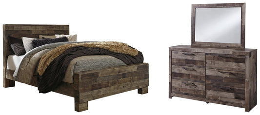 Derekson Queen Panel Bed with Mirrored Dresser at Towne & Country Furniture (AL) furniture, home furniture, home decor, sofa, bedding
