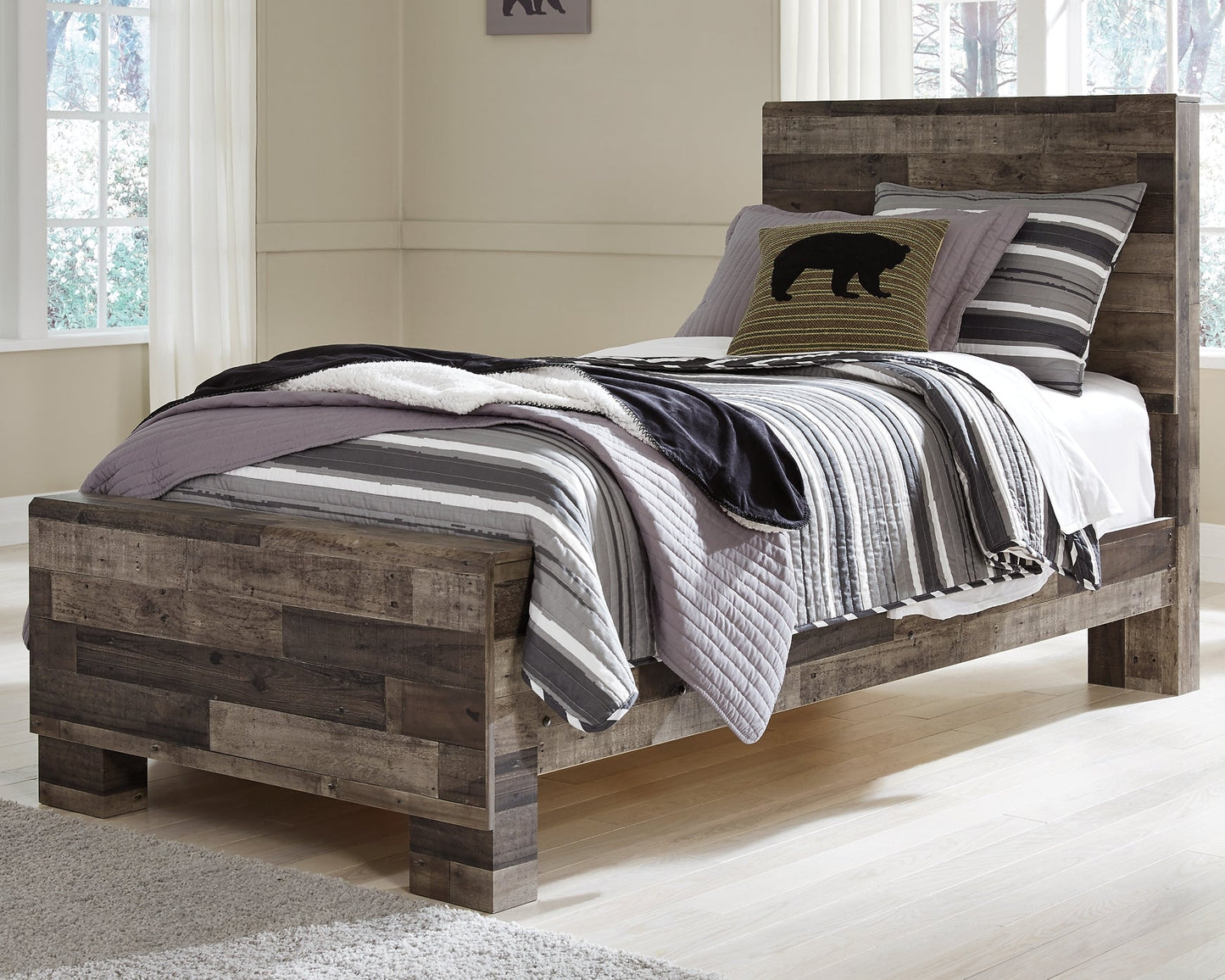 Derekson Twin Panel Bed with Mirrored Dresser, Chest and Nightstand at Towne & Country Furniture (AL) furniture, home furniture, home decor, sofa, bedding