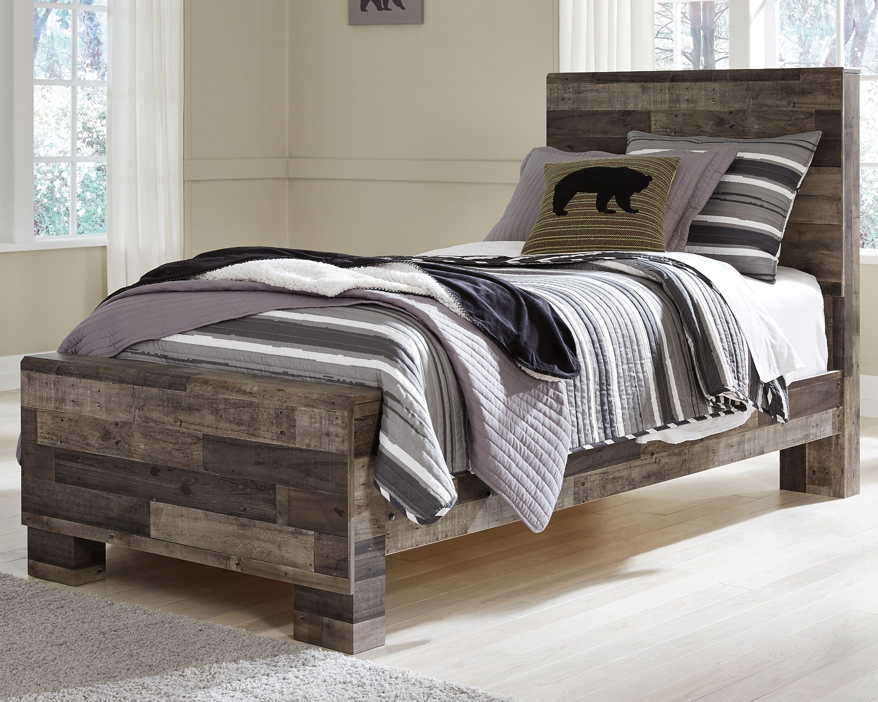 Derekson Twin Panel Bed with Mirrored Dresser, Chest and Nightstand at Towne & Country Furniture (AL) furniture, home furniture, home decor, sofa, bedding