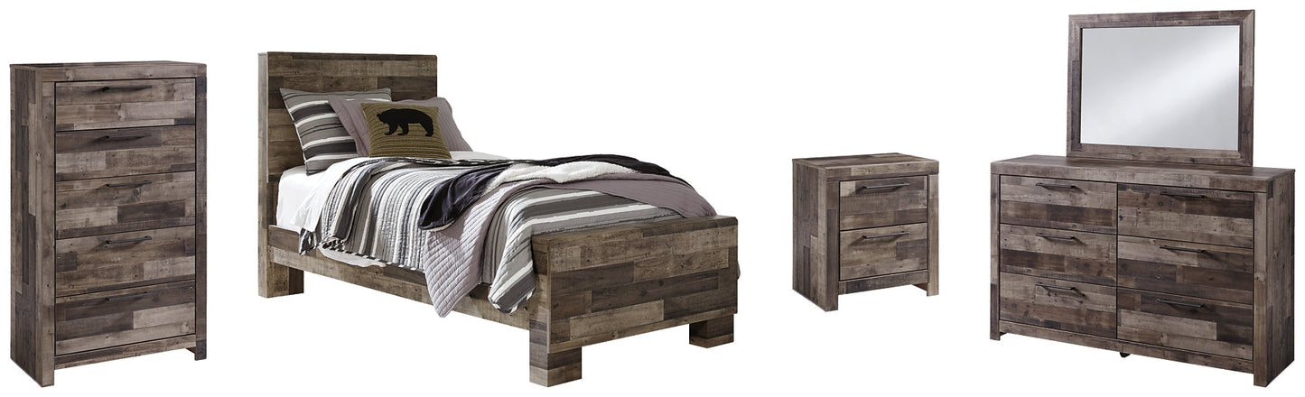 Derekson Twin Panel Bed with Mirrored Dresser, Chest and Nightstand at Towne & Country Furniture (AL) furniture, home furniture, home decor, sofa, bedding