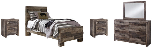 Derekson Twin Panel Bed with Mirrored Dresser and 2 Nightstands at Towne & Country Furniture (AL) furniture, home furniture, home decor, sofa, bedding