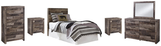Derekson Twin Panel Headboard with Mirrored Dresser, Chest and 2 Nightstands at Towne & Country Furniture (AL) furniture, home furniture, home decor, sofa, bedding