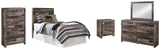 Derekson Twin Panel Headboard with Mirrored Dresser, Chest and Nightstand at Towne & Country Furniture (AL) furniture, home furniture, home decor, sofa, bedding