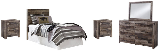 Derekson Twin Panel Headboard with Mirrored Dresser and 2 Nightstands at Towne & Country Furniture (AL) furniture, home furniture, home decor, sofa, bedding