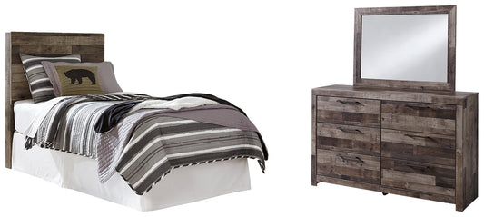 Derekson Twin Panel Headboard with Mirrored Dresser at Towne & Country Furniture (AL) furniture, home furniture, home decor, sofa, bedding